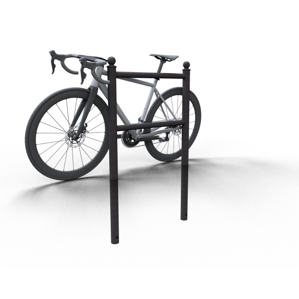 Bicycle lean-on hoop | with flat or ball head | with ball head, for casting in concrete | hot-dip galvanized and coated DB 703